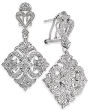 Diamond Filigree Drop Earrings (1/10 Ct. T.w.) In Sterling Silver