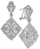 Diamond Filigree Drop Earrings (1/10 Ct. T.w.) In Sterling Silver