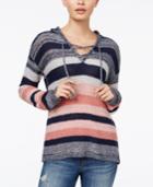 One Hart Juniors' Striped Lace-up Hoodie, Only At Macy's