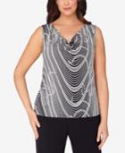 Tahari Asl Plus Size Textured Cowl-neck Top