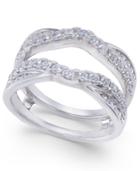 Diamond Curved Overlapped Solitaire Enhancer Ring Guard (1 Ct. T.w.) In 14k White Gold