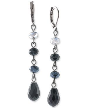 Carolee Hematite-tone Beaded Linear Drop Earrings