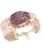 Inc International Concepts Druzy Crystal Faux-leather Cuff Bracelet, Only At Macy's
