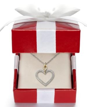 Diamond Heart Pendant, 14k Gold And Sterling Silver American Heart Association Diamond Pendant (1/10 Ct. T.w.)