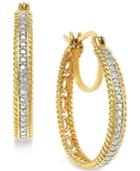 Victoria Townsend Diamond Accent Beaded Double Hoop Earrings In 18k Gold Over Sterling Silver