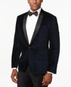 Ryan Seacrest Distinction Slim-fit Velvet Navy Plaid Jacket, Only At Macy's