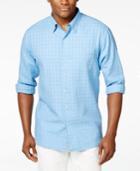 Tommy Bahama's Big And Tall Sydney Squares Long Sleeve Linen/cotton Shirt