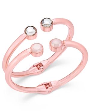 Inc International Concepts Rose Gold-tone Clear And Pink Crystal Hinged Cuff Bracelet, Only At Macy's