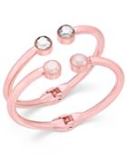 Inc International Concepts Rose Gold-tone Clear And Pink Crystal Hinged Cuff Bracelet, Only At Macy's