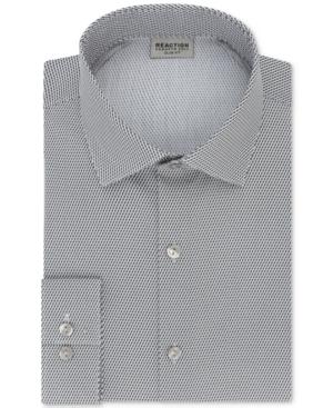 Kenneth Cole Reaction Men's Slim-fit 3-way Stretch Performance Black Print Dress Shirt