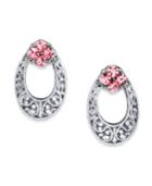 2028 Silver Tone Light Crystal Oval Stud Earring