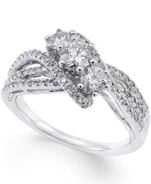 Diamond Three-stone Ring (1 Ct. T.w.) In 14k White Gold