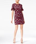 Trina Turk Darling Printed Ruffle-sleeve Sheath Dress