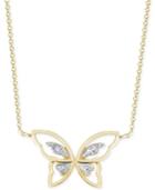Victoria Townsend Diamond Accent Butterfly Pendant Necklace In 18k Gold Over Sterling Silver