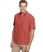 Tasso Elba Island Big And Tall Short Sleeve Silk And Linen Blend Shirt
