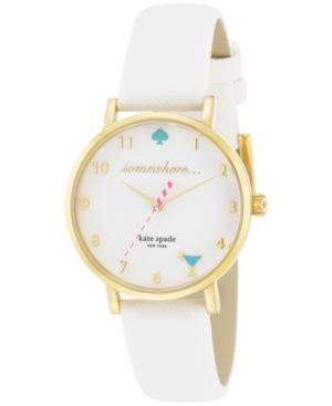 Kate Spade New York Women's Metro White Leather Strap Watch 34mm 1yru0765