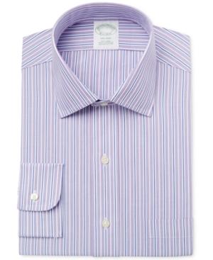 Brooks Brothers Men's Milano Extra-slim Fit Non-iron Purple Striped Dress Shirt
