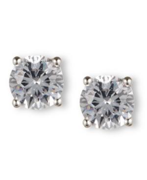 Nine West Earrings, Silver-tone Round-cut Crystal Stud Earrings