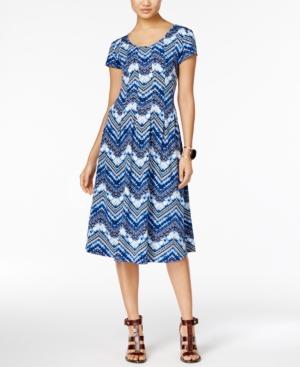 Ny Collection Petite Printed Cap-sleeve Dress
