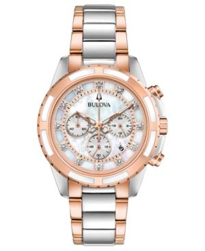 Bulova Women's Chronograph Diamond-accent Two-tone Stainless Steel Bracelet Watch 36mm