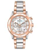 Bulova Women's Chronograph Diamond-accent Two-tone Stainless Steel Bracelet Watch 36mm