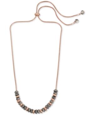 Kenneth Cole New York Two-tone Black Crystal Beaded 28 Slider Necklace