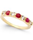 Victoria Townsend Ruby (3/8 Ct. T.w.) And White Topaz (3/8 Ct. T.w.) Ring In 18k Gold Over Sterling Silver