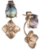Lonna & Lilly Gold-tone Abalone & Flower Front & Back Earrings