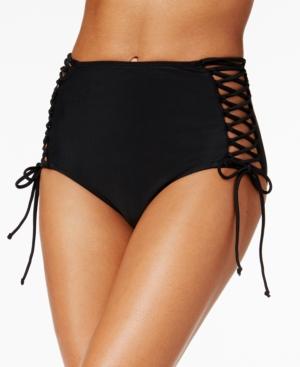 Hula Honey Solid Lace-up High-waist Swim Bottoms Women's Swimsuit