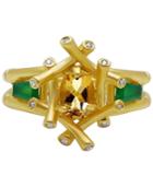 Multi-gemstone (9/10 Ct. T.w.) & Diamond Accent Bamboo-look Ring In 18k Gold-plated Sterling Silver
