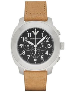 Emporio Armani Men's Chronograph Light Brown Leather Strap Watch 46mm Ar6060