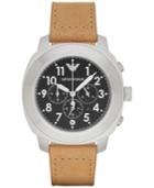 Emporio Armani Men's Chronograph Light Brown Leather Strap Watch 46mm Ar6060