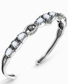 American West White Mother Of Pearl Cuff Bracelet In Sterling Silver