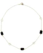 Onyx (6 Ct. T.w.) And Cultured Freshwater Pearl (5mm) Collar Necklace In 14k Gold Over Sterling Silver