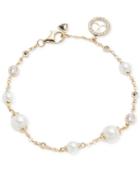 Judith Jack Gold-tone Imitation Pearl, Crystal And Marcasite Link Bracelet