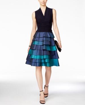 Sl Fashions Tiered V-neck Party Dress