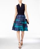 Sl Fashions Tiered V-neck Party Dress