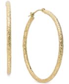 Diamond-cut Hoop Earrings In 14k Gold, 1 1/3 Inch