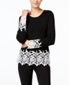 Inc International Concepts Petite Crochet-trim Sweater, Only At Macy's