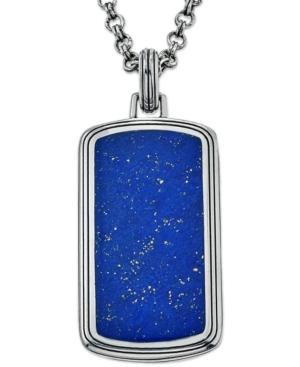 Esquire Men's Jewelry Lapis Lazuli (29 X 14mm) Tag Pendant Necklace, Only At Macy's