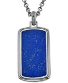 Esquire Men's Jewelry Lapis Lazuli (29 X 14mm) Tag Pendant Necklace, Only At Macy's