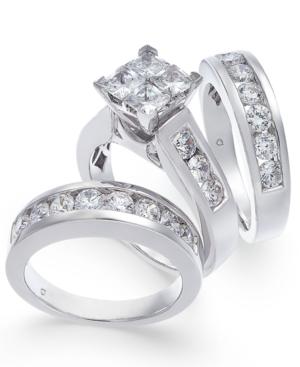 Diamond Princess Cluster Bridal Set (4 Ct. T.w.) In 14k White Gold