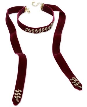 I.n.c. Pave Leaf Velvet Choker Necklace, Created For Macy's