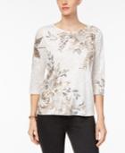 Alfred Dunner Eskimo Kiss Embellished Printed Top