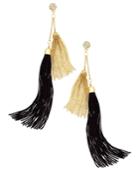 Thalia Sodi Gold-tone Black Double Tassel Drop Earrings