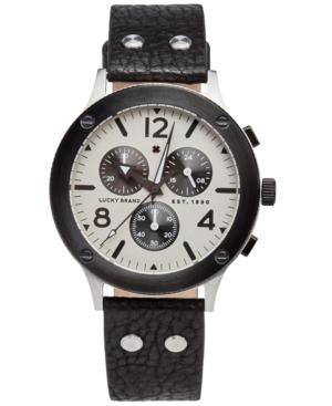 Lucky Brand Men's Chronograph Rockpoint Black Leather Strap Watch 42mm