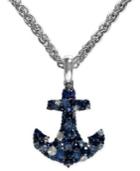 Saph Splash By Effy Shades Of Sapphire Anchor Pendant (1-3/8 Ct. T.w.) In Sterling Silver