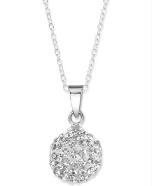 Unwritten Sterling Silver Necklace, Crystal Pave Ball Pendant