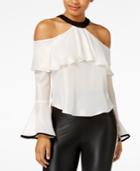 The Edit By Seventeen Juniors' Ruffled Cold-shoulder Top, Created For Macy's