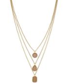 Vince Camuto Gold-tone Peach Stone Triple Drop Pendant Necklace
